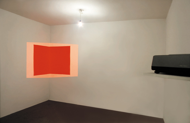 Gunda Forster, RED-LIGHT, slide projection on a red corner, 1995_4